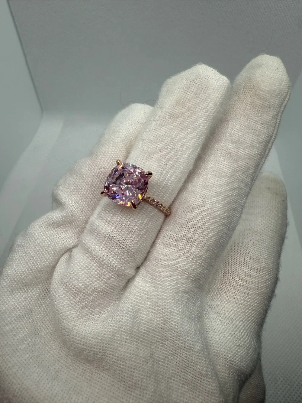 Elegant Pink Cushion-Cut MOISSANITE Ring!  SZ 5
